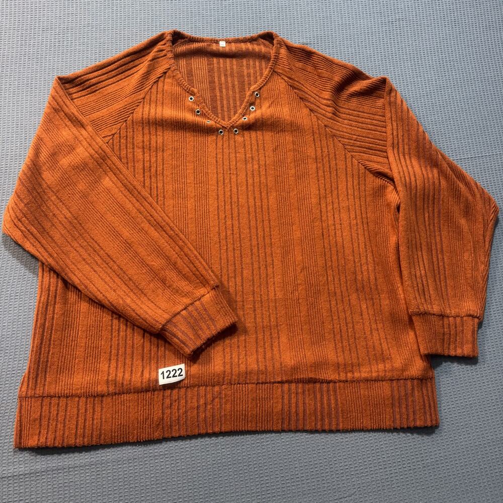 Long-Sleeved Casual Sweater Men Sz 3XL Orange Pre-Owned‎ Excellent